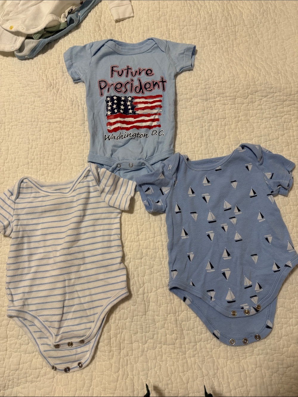 3 pack Blue 'Future President' Baby One-Piece Bodysuit - Washington D.C.